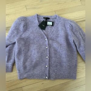 Maje Mista angora cardigan sweater NWT size 1 small Parma violet Pearl buttons